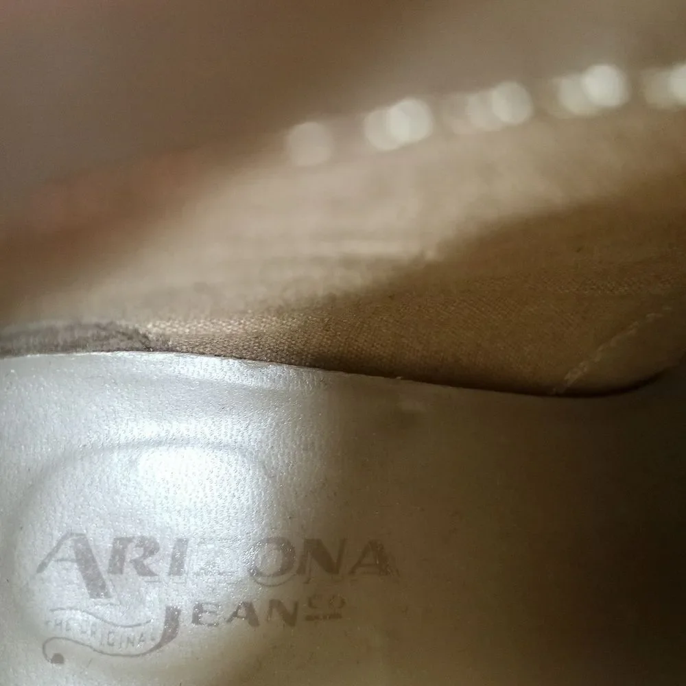 ARIZONA JEANS TAUPE WEDGE BOOTIES SZ.7M EUC